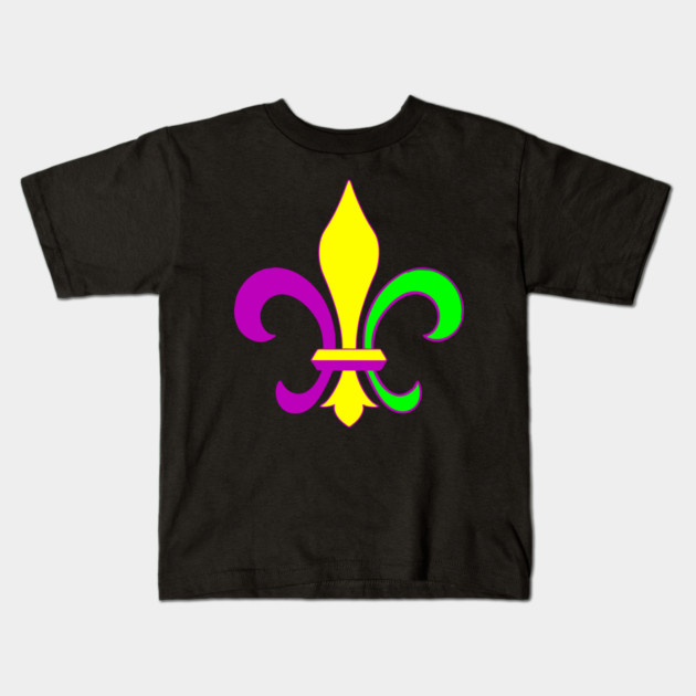 Mardi Gras Fleur-de-Lis – Carnival Parade Symbol, Purple Gold Green Design Kids T-Shirt by DonWillisJrArt
