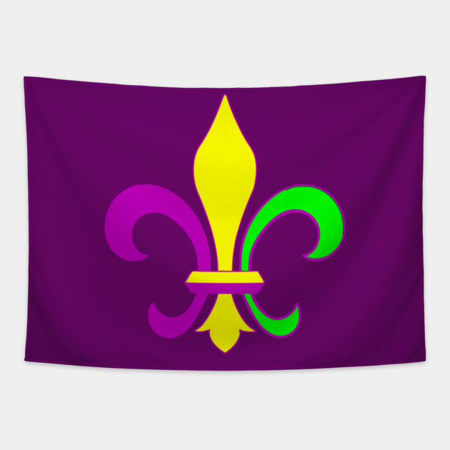 Mardi Gras Fleur-de-Lis – Carnival Parade Symbol, Purple Gold Green Design Tapestry by DonWillisJrArt