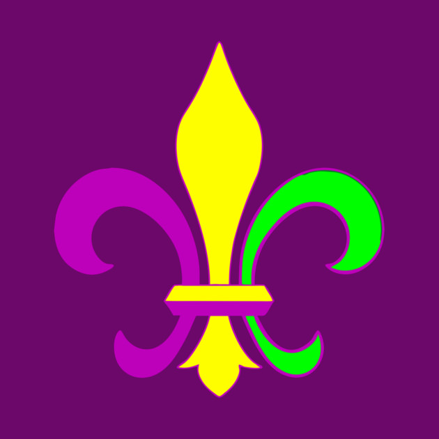 Mardi Gras Fleur-de-Lis – Carnival Parade Symbol, Purple Gold Green Design by DonWillisJrArt