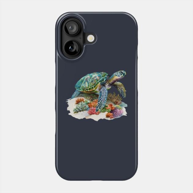 Sea Turtle – Colorful Coral Reef Ocean Design Phone Case by Kathy Hawke