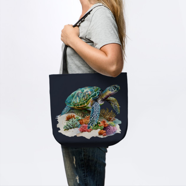 Sea Turtle – Colorful Coral Reef Ocean Design by Kathy Hawke