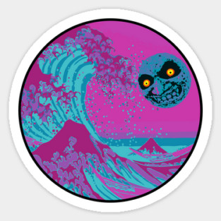 Great Wave Moon Sticker
