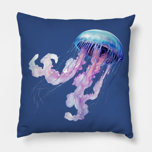 Colorful Jellyfish – Ocean Sea Life Art Pillow by Kathy Hawke