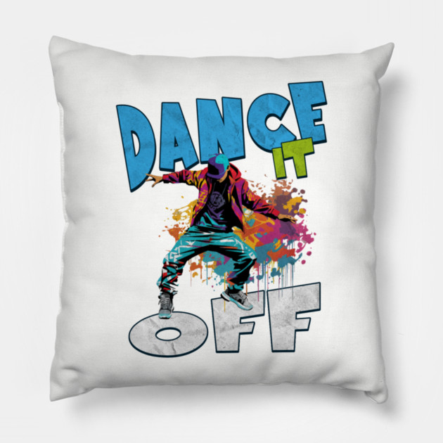 Dance It Off – Colorful Hip Hop Streetwear Pillow by Kathy Hawke