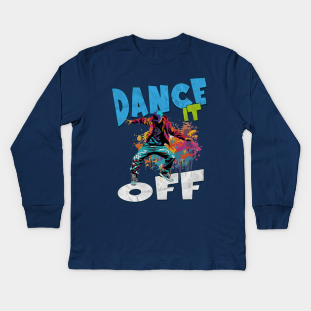 Dance It Off – Colorful Hip Hop Streetwear Kids Long Sleeve T-Shirt by Kathy Hawke