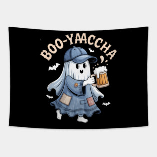 Booo-rrraaccha Funny Ghost Beer Halloween Spooky Season Tapestry