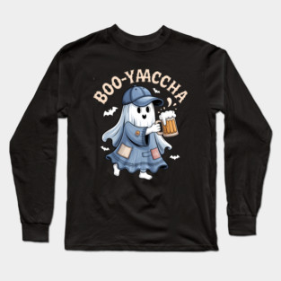 Booo-rrraaccha Funny Ghost Beer Halloween Spooky Season Long Sleeve T-Shirt