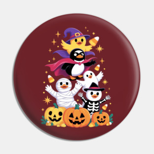 Duck Witch Vampire Ghost Halloween Pin