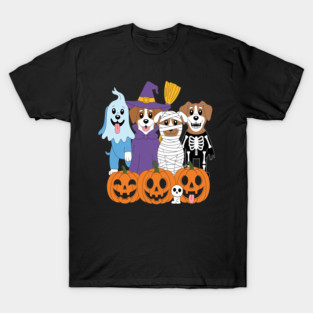 Halloween Dogs Cute Puppy Ghost Witch Skeleton Pumpkin T-Shirt