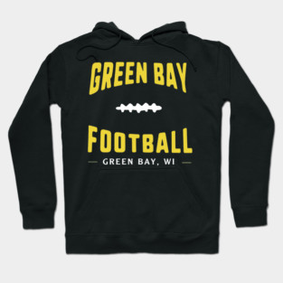 Vintage Green Bay Football Graphic, Green And Yellow Sports Fan, Double Sided Hoodie