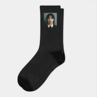 Jenna Ortega Tongue Out Photo Socks