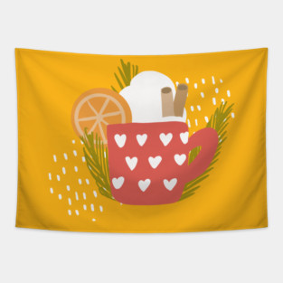 Cozy Fall Drinks Tapestry