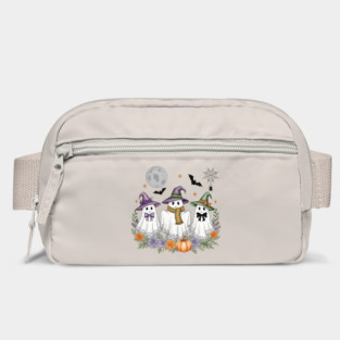 Cute Ghosts with Bows under a Moon Bag