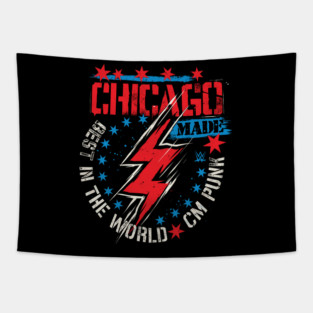 CM Punk Merch WWE CM Punk Chicago Made Shirt Chicago Flag Tapestry