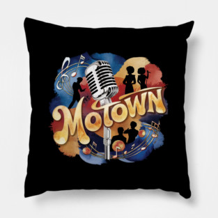 Vintage Groovy Motown Music Watercolor Art Pillow