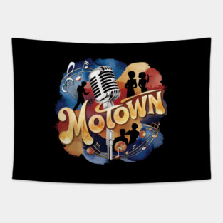 Vintage Groovy Motown Music Watercolor Art Tapestry