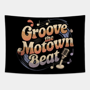 Vintage Groovy Motown Music Watercolor Art Tapestry