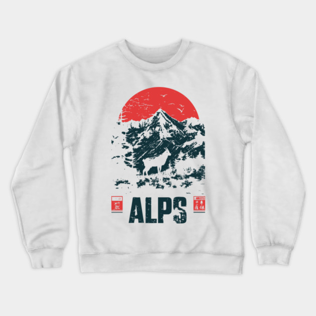 Mountain Goat on the Alps - Nature and Adventure Lovers Crewneck Sweatshirt by TuncGK