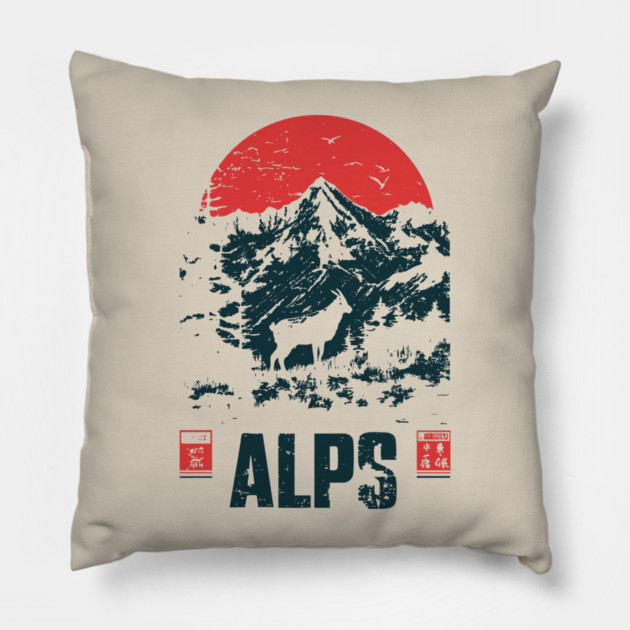 Mountain Goat on the Alps - Nature and Adventure Lovers Pillow by TuncGK