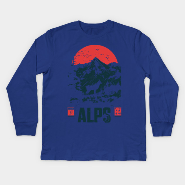 Mountain Goat on the Alps - Nature and Adventure Lovers Kids Long Sleeve T-Shirt by TuncGK