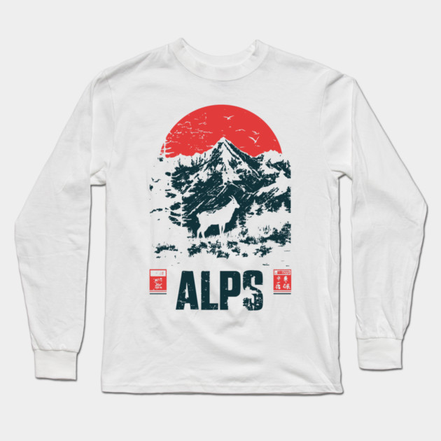 Mountain Goat on the Alps - Nature and Adventure Lovers Long Sleeve T-Shirt by TuncGK