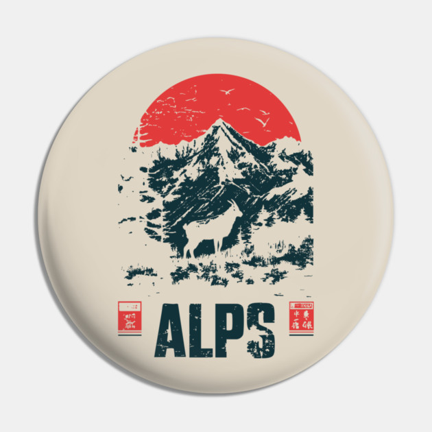 Mountain Goat on the Alps - Nature and Adventure Lovers Pin by TuncGK