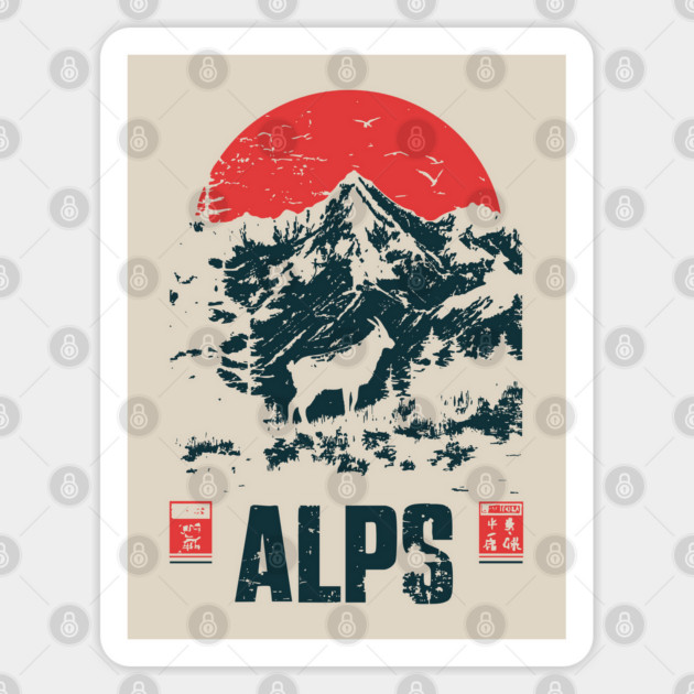 Mountain Goat on the Alps - Nature and Adventure Lovers Sticker by TuncGK