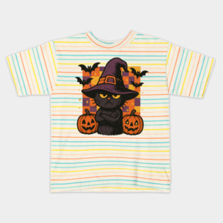 Grumpy Halloween Cat – Too Spooky to Care Kids T-Shirt
