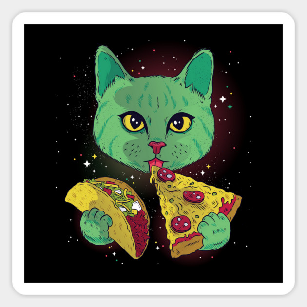 Taco Pizza Cat Sticker by Cosmo Gazoo