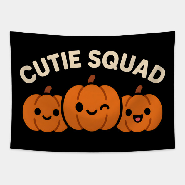 Cute Pumpkin Cutie Squad Graphic – Halloween Gift Tapestry by MakerMind8.2