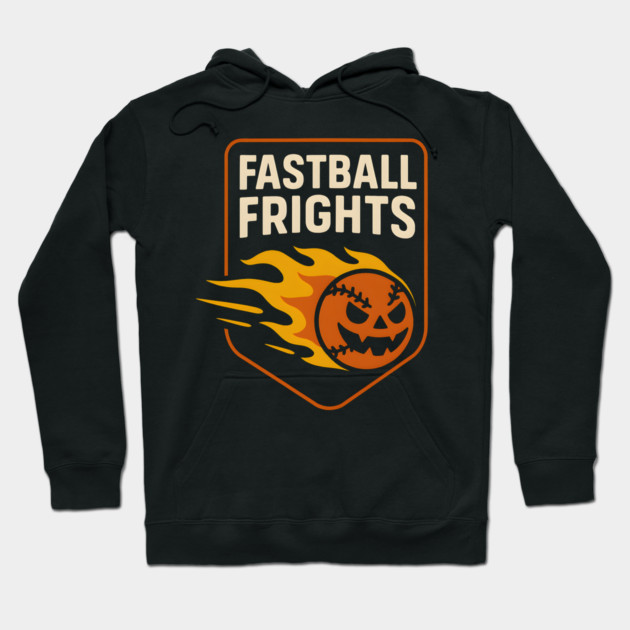 Fastball Frights Pumpkin Baseball Pun – Halloween Graphic Hoodie by MakerMind8.2