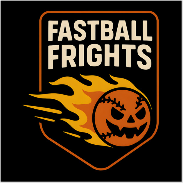 Fastball Frights Pumpkin Baseball Pun – Halloween Graphic Wall Art by MakerMind8.2