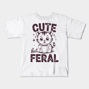Cute But Feral Vintage Kitten Style Kids T-Shirt
