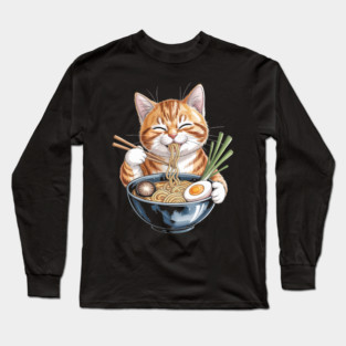 Ramen Noodles Marmalade Cat Long Sleeve T-Shirt