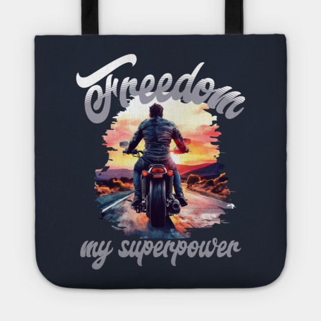 Freedom Motorcycle – Biker Road Trip Adventure Tote by Kathy Hawke