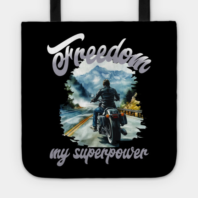 Freedom Motorcycle – Biker Road Trip Adventure Tote by Kathy Hawke