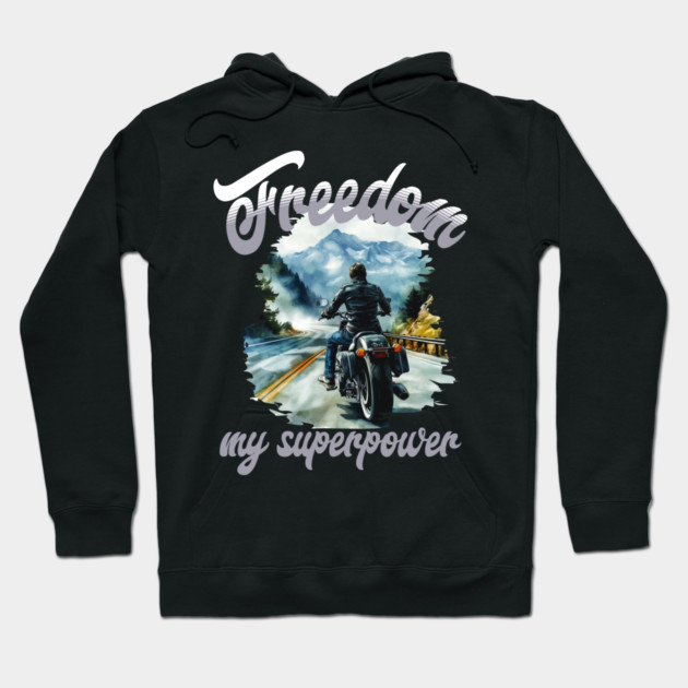 Freedom Motorcycle – Biker Road Trip Adventure Hoodie by Kathy Hawke