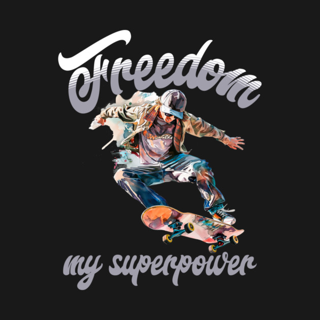 Freedom Skateboard – Skater Style Superpower Tee by Kathy Hawke