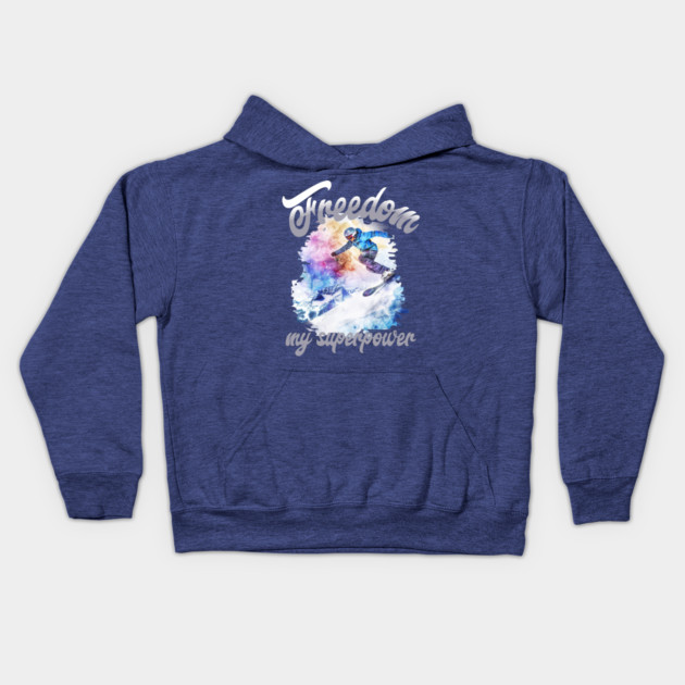 Freedom Snowboard – Snowboarding Superpower Tee Kids Hoodie by Kathy Hawke