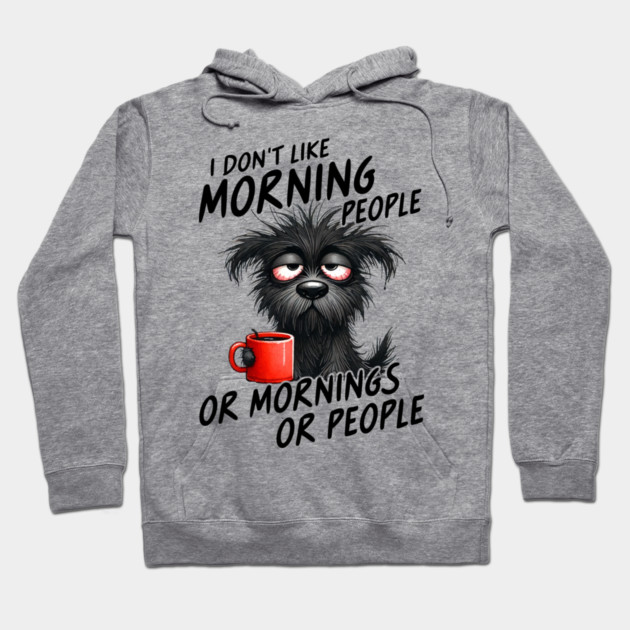 Sleepy Dog Coffee Lover Funny Morning Design Hoodie by Kathy Hawke