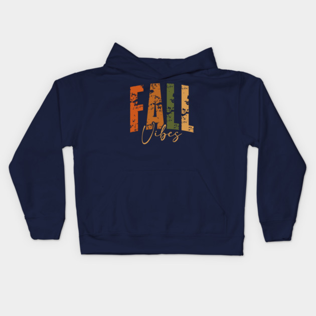 Fall Vibes Rustic Autumn Boho Seasonal Design Kids Hoodie by Kathy Hawke