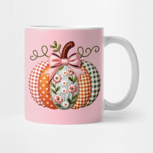 Floral Pumpkin Fall Design with Gingham and Bow by Kathy Hawke