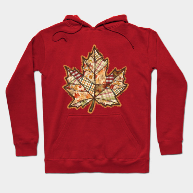 Quilted Maple Leaf Fall Patchwork Autumn Design Hoodie by Kathy Hawke
