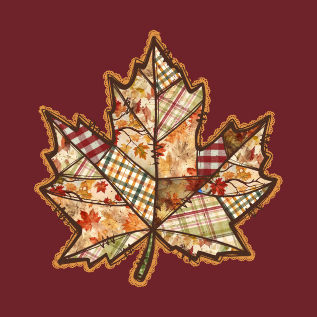 Quilted Maple Leaf Fall Patchwork Autumn Design by Kathy Hawke