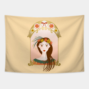 Art Nouveau Harvest Queen Tapestry