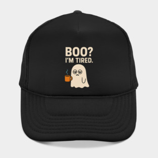 Boo I’m Tired Funny Ghost Coffee Halloween Pun Graphic Hat