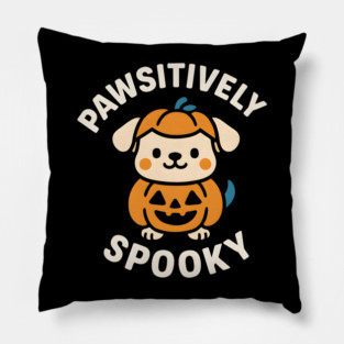 Pawsitively Spooky Cute Dog Halloween Pun Graphic Pillow