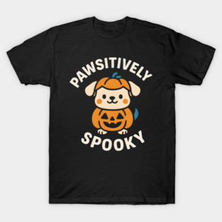 Pawsitively Spooky Cute Dog Halloween Pun Graphic T-Shirt