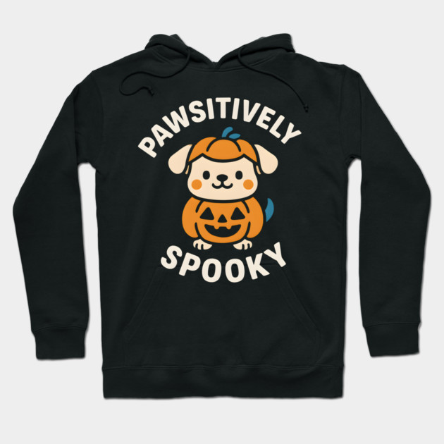 Pawsitively Spooky Cute Dog Halloween Pun Graphic Hoodie by MakerMind8.2