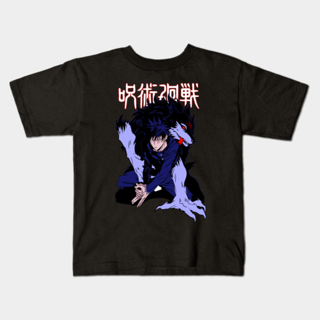 Jujutsu Kaisen Megumi Black Dog Summon Kids T-Shirt by Otaku Vibes